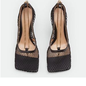 Elegant Black Mesh Women's Heels